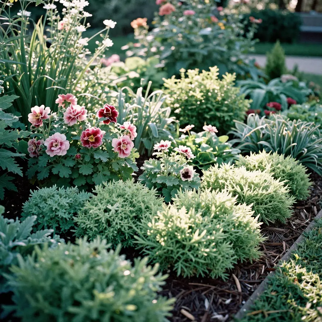 Professional garden bed design with layered plants